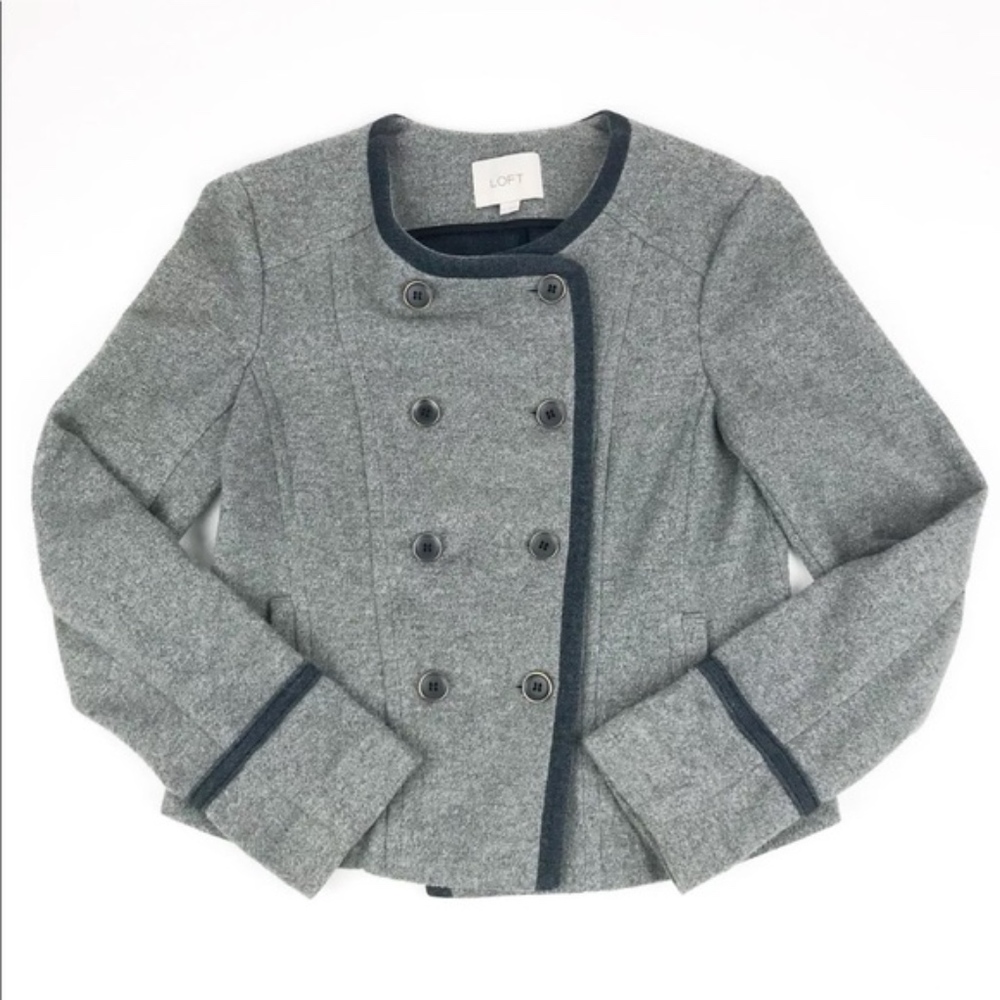 LOFT Gray Double-Breasted Jacket